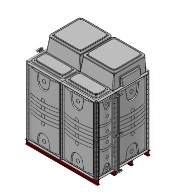 Purewater 6000 Litre GRP Sectional 2x1.5x2 Water Tank, Internally Flanged Base, Divided, AB Airgap