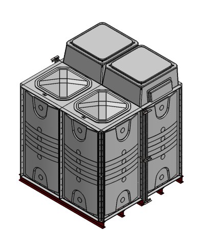 Purewater 8000 Litre GRP Sectional 2x2x2 Water Tank, Internally Flanged Base, Divided, AB Airgap