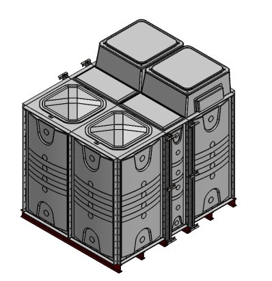 Purewater 10000 Litre GRP Sectional 2.5x2x2 Water Tank, Internally Flanged Base, Divided, AB Airgap