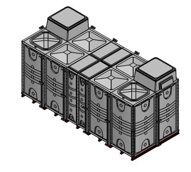 Purewater 20000 Litre GRP Sectional 5x2x2 Water Tank, Internally Flanged Base, Divided, AB Airgap