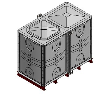 Purewater 3000 Litre GRP Sectional Water Tank, 2x1x1.5 Internally Flanged Base (IFB)