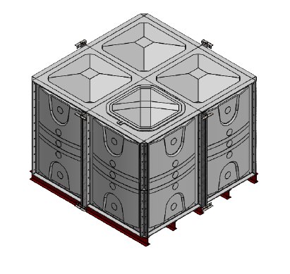 Purewater 6000 Litre GRP Sectional Water Tank, 2x2x1.5 Internally Flanged Base (IFB)