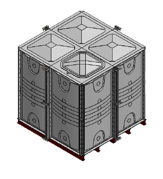 Purewater 8000 Litre GRP Sectional Water Tank, 2x2x2 Internally Flanged Base (IFB)