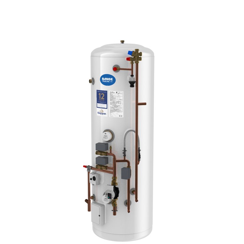 Kingspan Cylinders Kingspan Range Tribune HE 250 Litres Unvented Vertical Pre-Plumbed Indirect Hot Water Cylinder