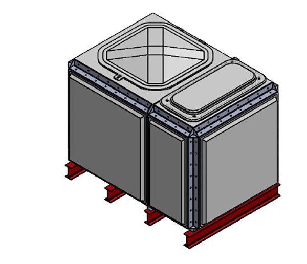 Purewater 2182 Litre GRP Sectional Water Tank, Totally Internally Flanged (TIF) Divided