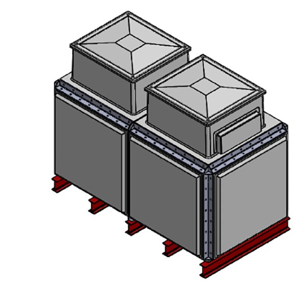 Purewater 2843 Litre GRP Sectional Water Tank, Totally Internally Flanged, Divided, AB Airgap