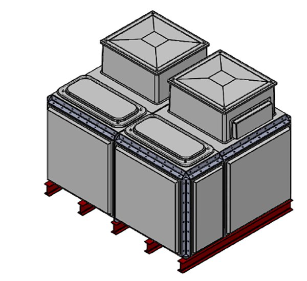 Purewater 4079 Litre GRP Sectional Water Tank, Totally Internally Flanged, Divided, AB Airgap