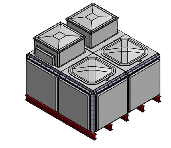 Purewater 5315 Litre GRP Sectional Water Tank, Totally Internally Flanged, Divided, AB Airgap