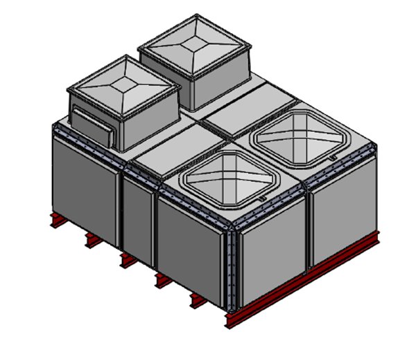 Purewater 6552 Litre GRP Sectional Water Tank, Totally Internally Flanged, Divided, AB Airgap