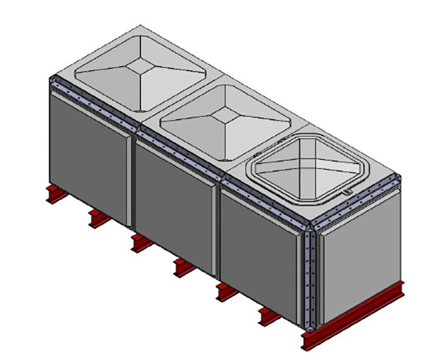 Purewater 4165 Litre GRP Sectional Water Tank, Totally Internally Flanged (TIF)