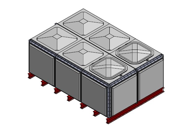 Purewater 7788 Litre GRP Sectional Water Tank, Totally Internally Flanged (TIF) Divided