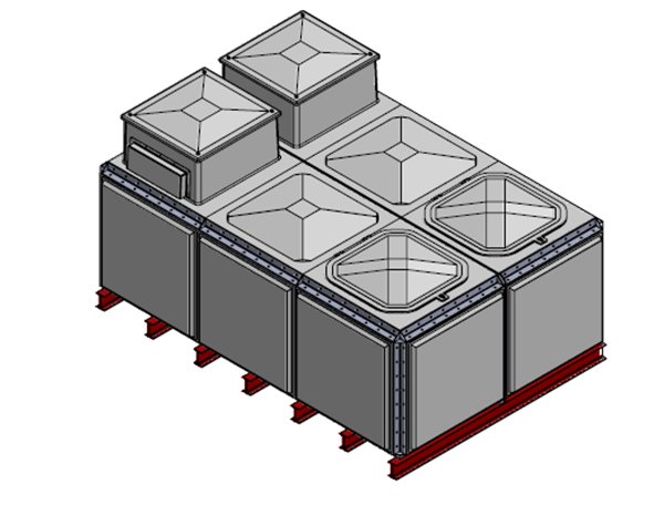 Purewater 7788 Litre GRP Sectional Water Tank, Totally Internally Flanged, Divided, AB Airgap