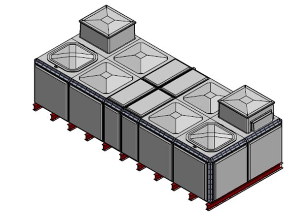 Purewater 12733 Litre GRP Sectional Water Tank, Totally Internally Flanged, Divided, AB Airgap