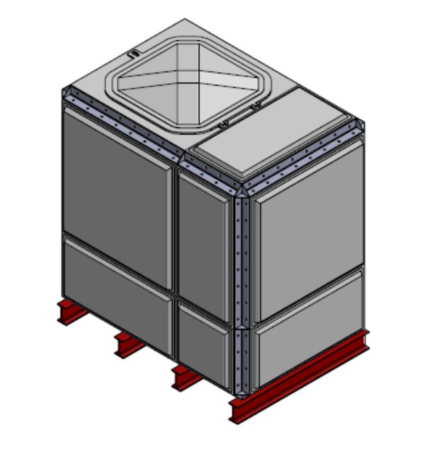 Purewater 3130 Litre GRP Sectional Water Tank, Internally Flanged Base (TIF)