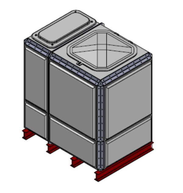 Purewater 3130 Litre GRP Sectional Water Tank, Totally Internally Flanged (TIF) Divided