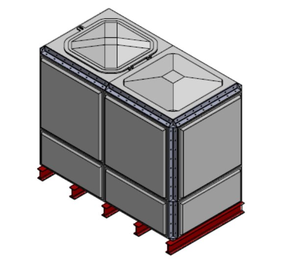 Purewater 4079 Litre GRP Sectional Water Tank, Totally Internally Flanged (TIF)