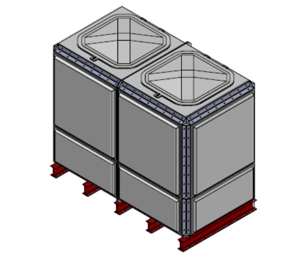 Purewater 4079 Litre GRP Sectional Water Tank, Totally Internally Flanged (TIF) Divided