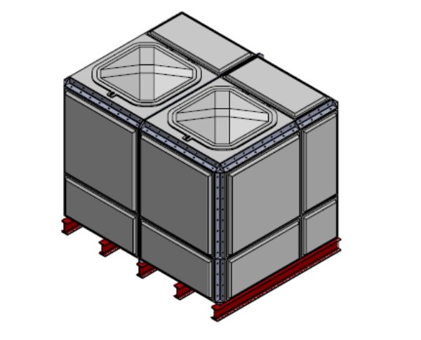 Purewater 5853 Litre GRP Sectional Water Tank, Totally Internally Flanged (TIFB) Divided