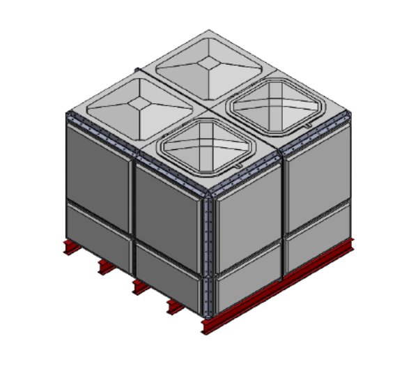 Purewater 7627 Litre GRP Sectional Water Tank, Totally Internally Flanged (TIF) Divided