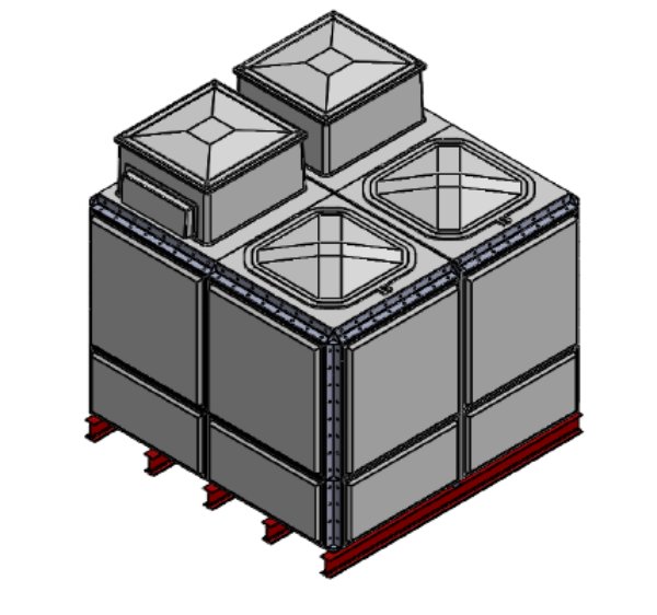 Purewater 7627 Litre GRP Sectional Water Tank, 2x2x1.5 Totally Internally Flanged, Divided, AB Airgap