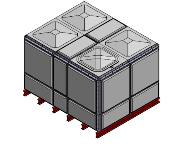 Purewater 9400 Litre GRP Sectional Water Tank, Totally Internally Flanged (TIF)