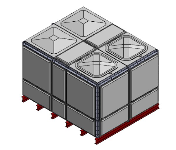 Purewater 9400 Litre GRP Sectional Water Tank, Totally Internally Flanged (TIF) Divided