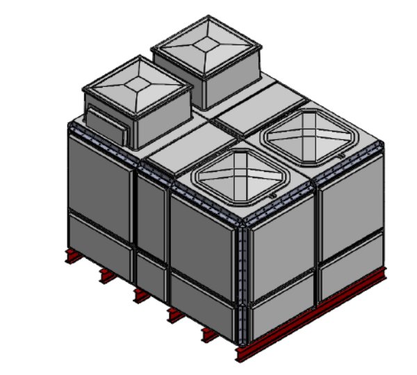 Purewater 9400 Litre GRP Sectional Water Tank, 2.5x2x1.5 Totally Internally Flanged, Divided, AB Airgap