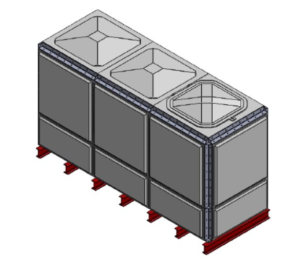 Purewater 5977 Litre GRP Sectional Water Tank, Totally Internally Flanged (TIF)