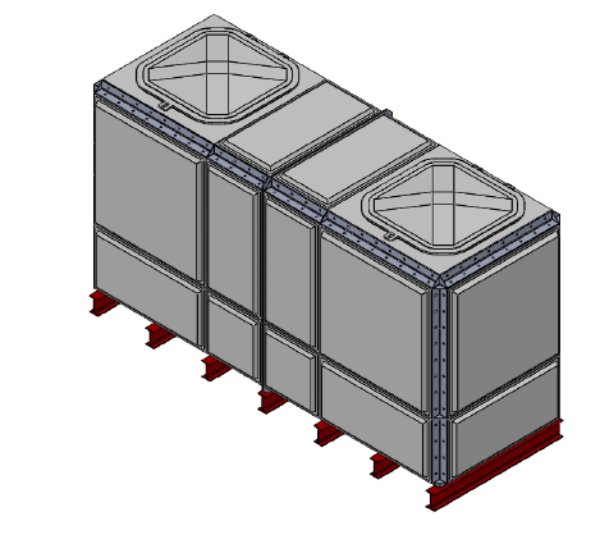 Purewater 5977 Litre GRP Sectional Water Tank, Totally Internally Flanged (TIF) Divided