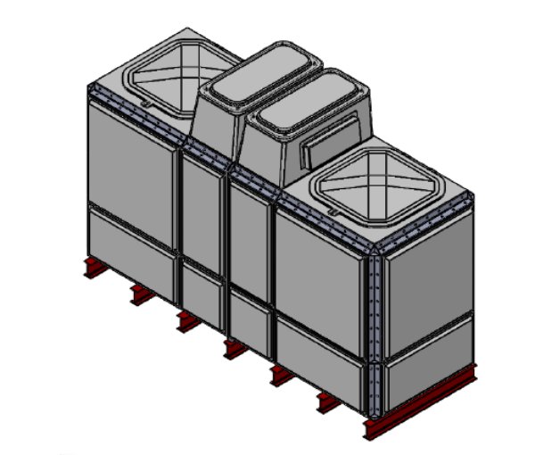 Purewater 5977 Litre GRP Sectional Water Tank (3x1x1.5), Totally Internally Flanged, Divided, AB Airgap