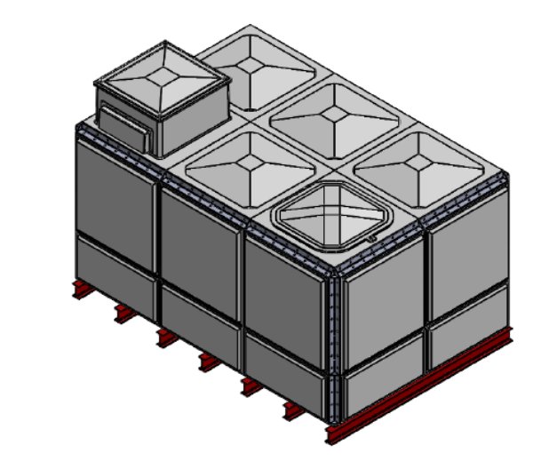 Purewater 11174 Litre GRP Sectional Water Tank, Totally Internally Flanged, AB Airgap (TIF)