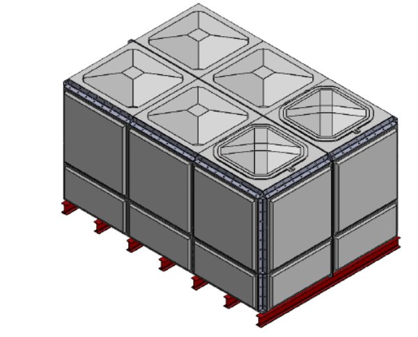 Purewater 11174 Litre GRP Sectional Water Tank, Totally Internally Flanged (TIF) Divided