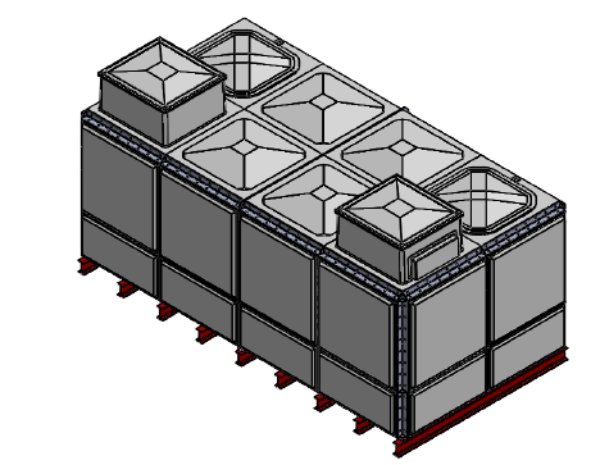 Purewater 14722 Litre GRP Sectional Water Tank, Totally Internally Flanged, Divided, AB Airgap