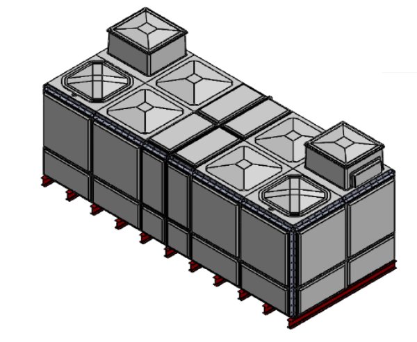 Purewater 18269 Litre GRP Sectional Water Tank, Totally Internally Flanged, Divided, AB Airgap