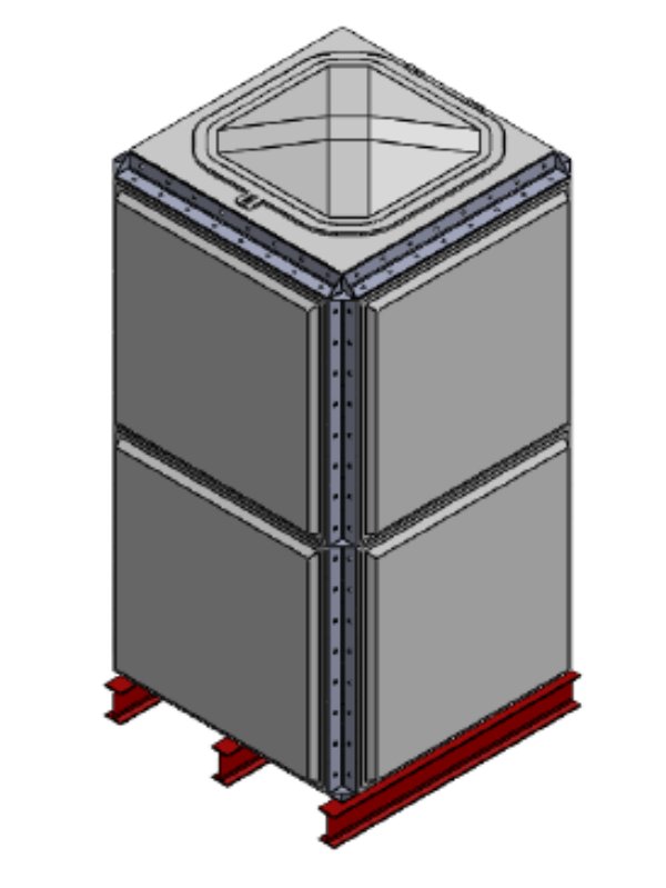 Purewater 2843 Litre GRP Sectional Water Tank, 1x1x2 Totally Internally Flanged (TIF)