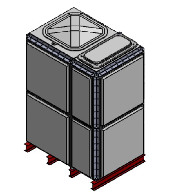 Purewater 4079 Litre GRP Sectional Water Tank, Totally Internally Flanged (TIF) Divided