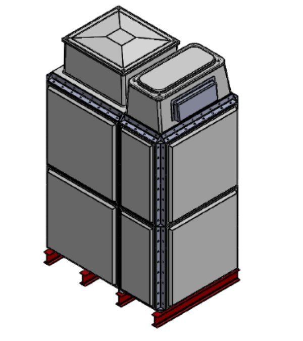 Purewater 4079 Litre GRP Sectional 1.5x1x2 Water Tank, Totally Internally Flanged, Divided, AB Airgap