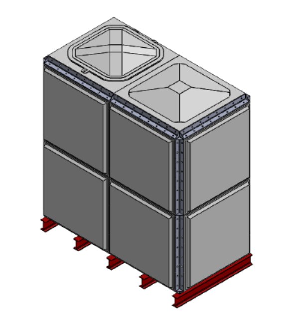 Purewater 5315 Litre GRP Sectional Water Tank, 2x1x2 Totally Internally Flanged (TIF)