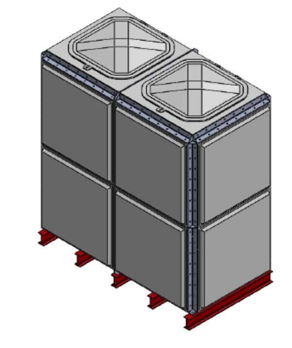 Purewater 5315 Litre GRP Sectional Water Tank, Totally Internally Flanged (TIF) Divided