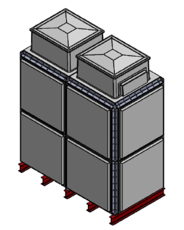 Purewater 5315 Litre GRP Sectional 2x1x2 Water Tank, Totally Internally Flanged, Divided, AB Airgap