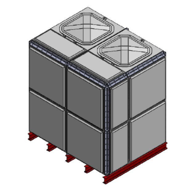 Purewater 7627 Litre GRP Sectional Water Tank, Totally Internally Flanged (TIF) Divided