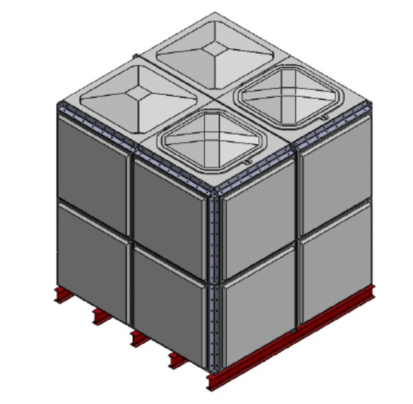 Purewater 9938 Litre GRP Sectional Water Tank, Totally Internally Flanged (TIF) Divided