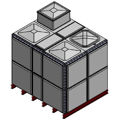 Purewater 12249 Litre GRP Sectional Water Tank, Totally Internally Flanged, AB Airgap (TIF)