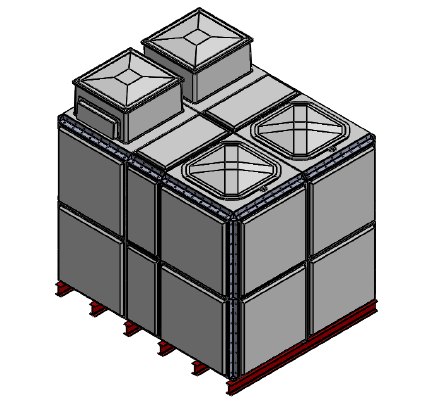 Purewater 12249 Litre GRP Sectional 2.5x2x2 Water Tank, Totally Internally Flanged, Divided, AB Airgap