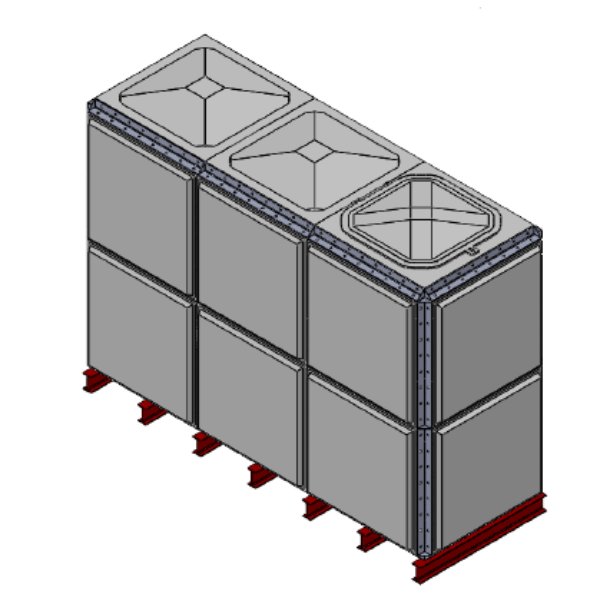 Purewater 7788 Litre GRP Sectional Water Tank, 3x1x2 Totally Internally Flanged (TIF)