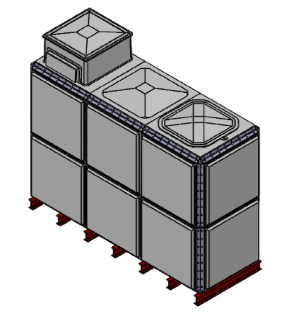 Purewater 7788 Litre GRP Sectional Water Tank, 3x1x2 Totally Internally Flanged, AB Airgap (TIF)