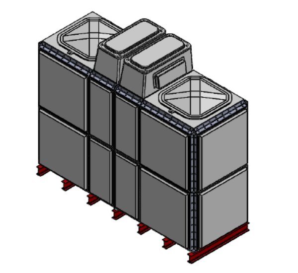 Purewater 7788 Litre GRP Sectional 3x1x2 Water Tank, Totally Internally Flanged, Divided, AB Airgap