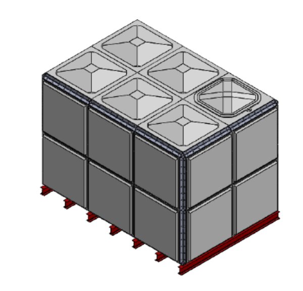 Purewater 14560 Litre GRP Sectional Water Tank, Totally Internally Flanged (TIF)