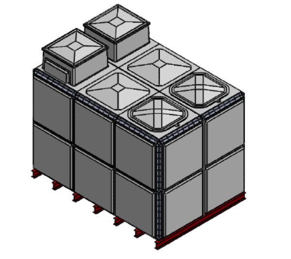 Purewater 14560 Litre GRP Sectional 3x2x2 Water Tank, Totally Internally Flanged, Divided, AB Airgap