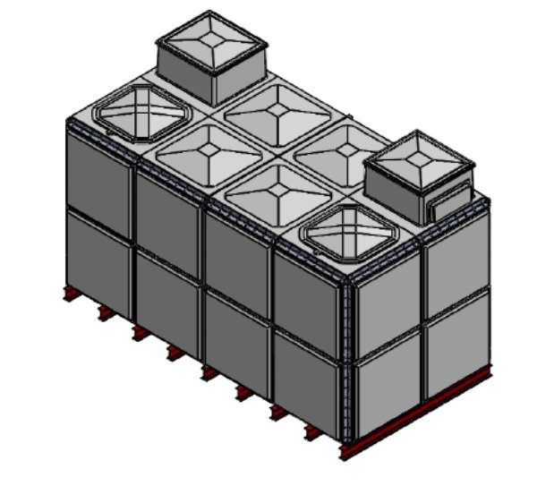 Purewater 19183 Litre GRP Sectional 4x2x2 Water Tank, Totally Internally Flanged, Divided, AB Airgap